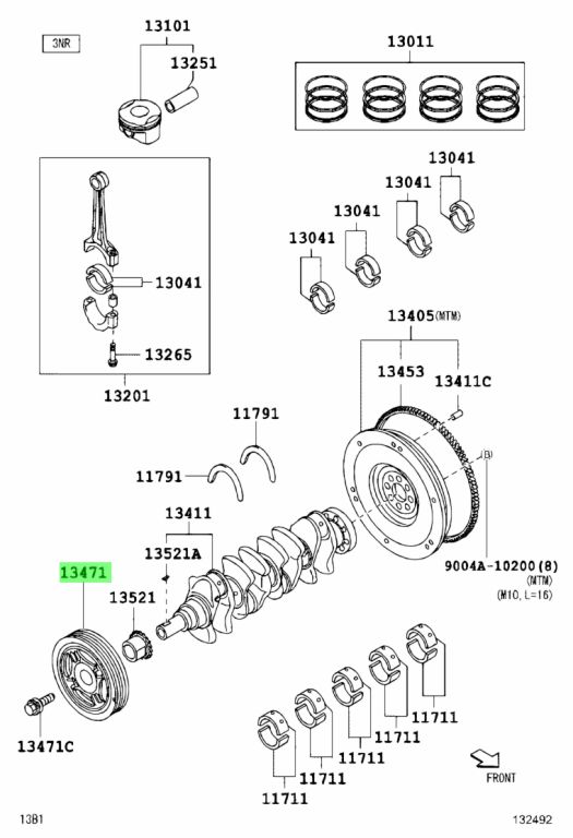 Buy Genuine Toyota 134700Y020 (13470-0Y020) Pulley, Crankshaft. Photos ...