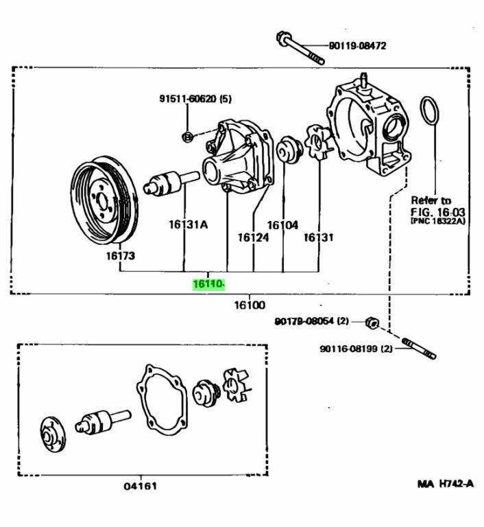 Buy Genuine Toyota 1611019107 (16110-19107) Pump Assy, Water, W/o ...