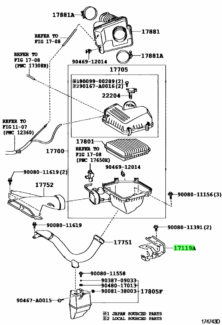 Buy Genuine Toyota 1711931050 (17119-31050) Bracket, Air Cleaner