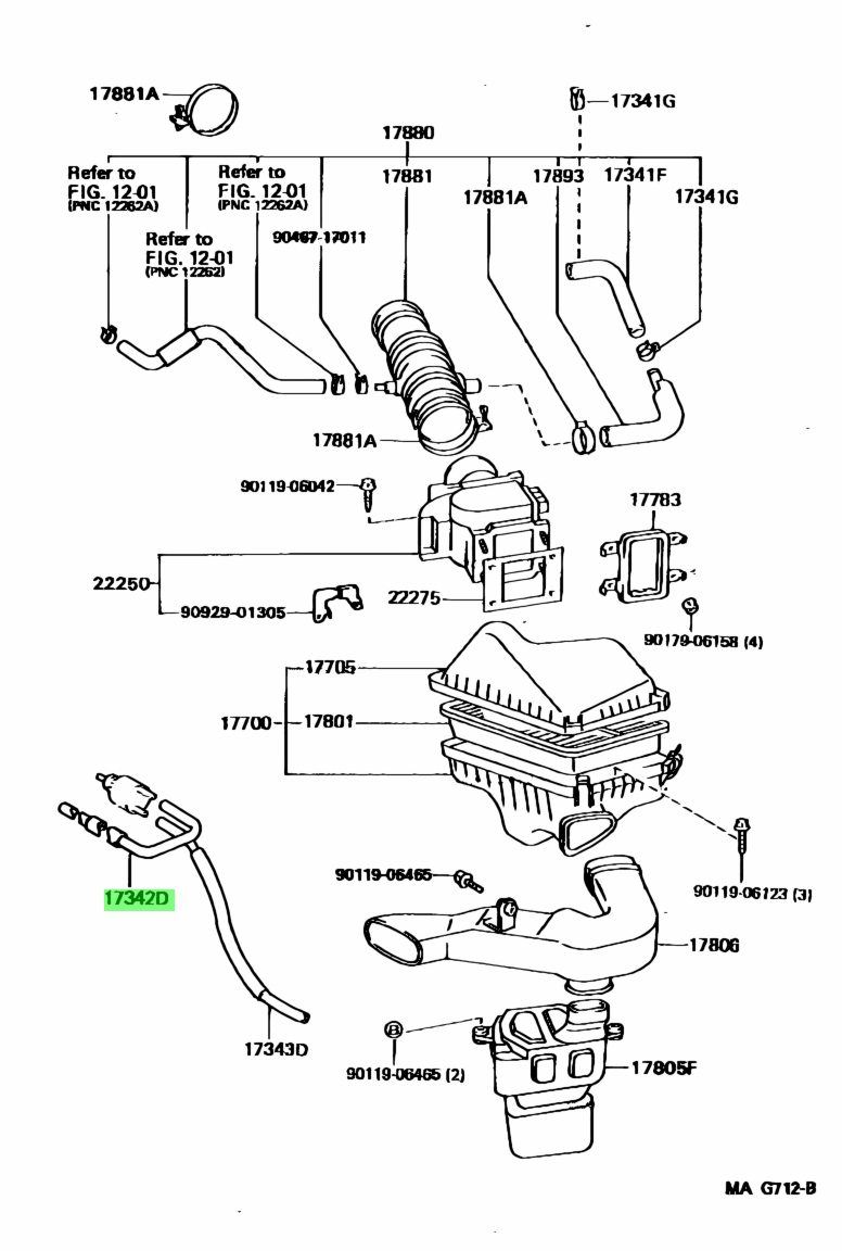 Buy Genuine Toyota 1734262040 (17342-62040) Hose, Air, No.2. Prices ...