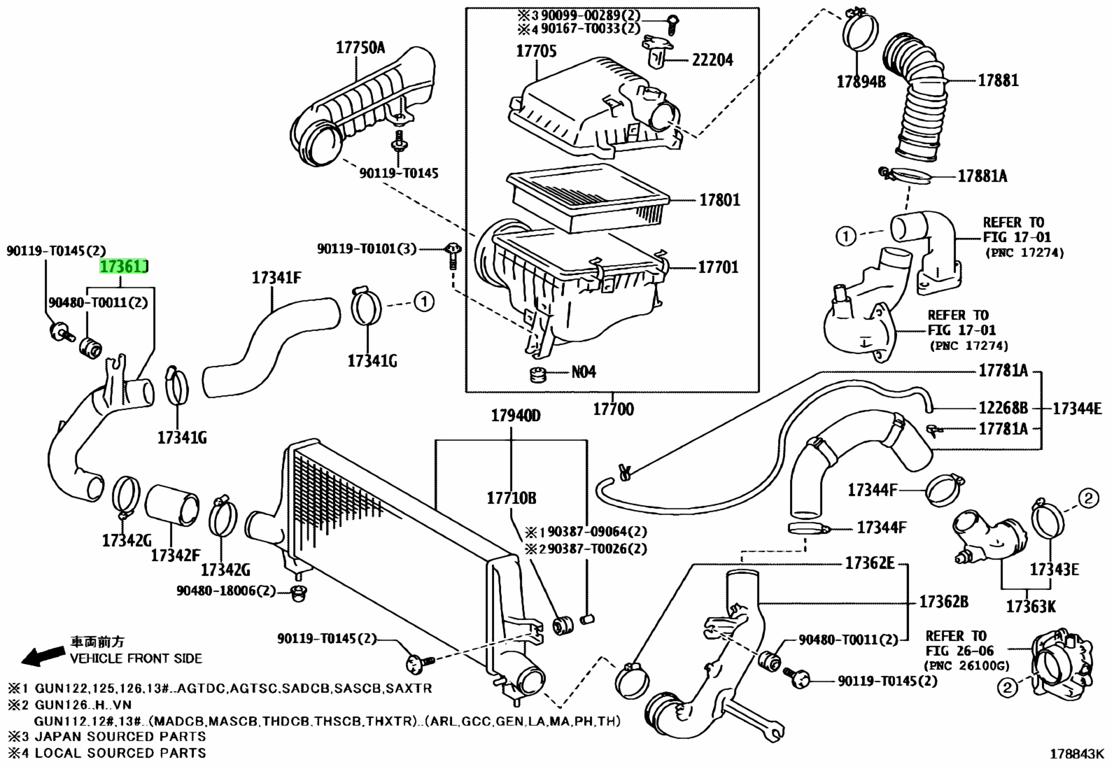 Buy Genuine Toyota 173610L021 (17361-0L021) Tube, Air, No.1. Prices ...