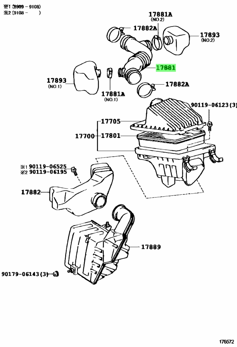 Buy Genuine Toyota 1765988381 (17659-88381) Connector, Intake Air;hose 