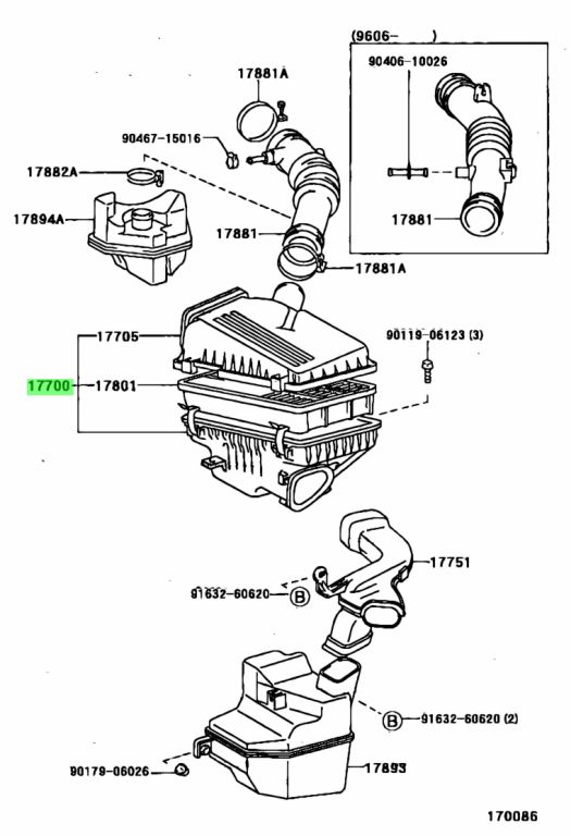 Buy Genuine Toyota 1770074690 (17700-74690) Cleaner Assy, Air for ...