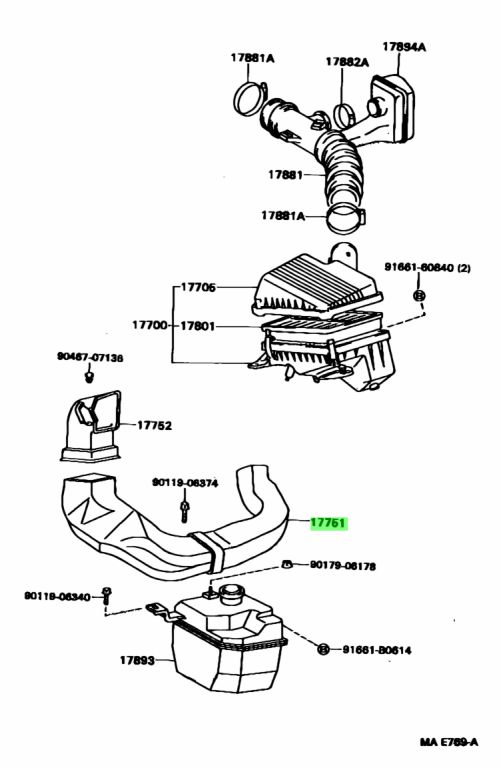 Buy Genuine Toyota 1775015010 (17750-15010) Inlet, Air Cleaner, No.1 ...