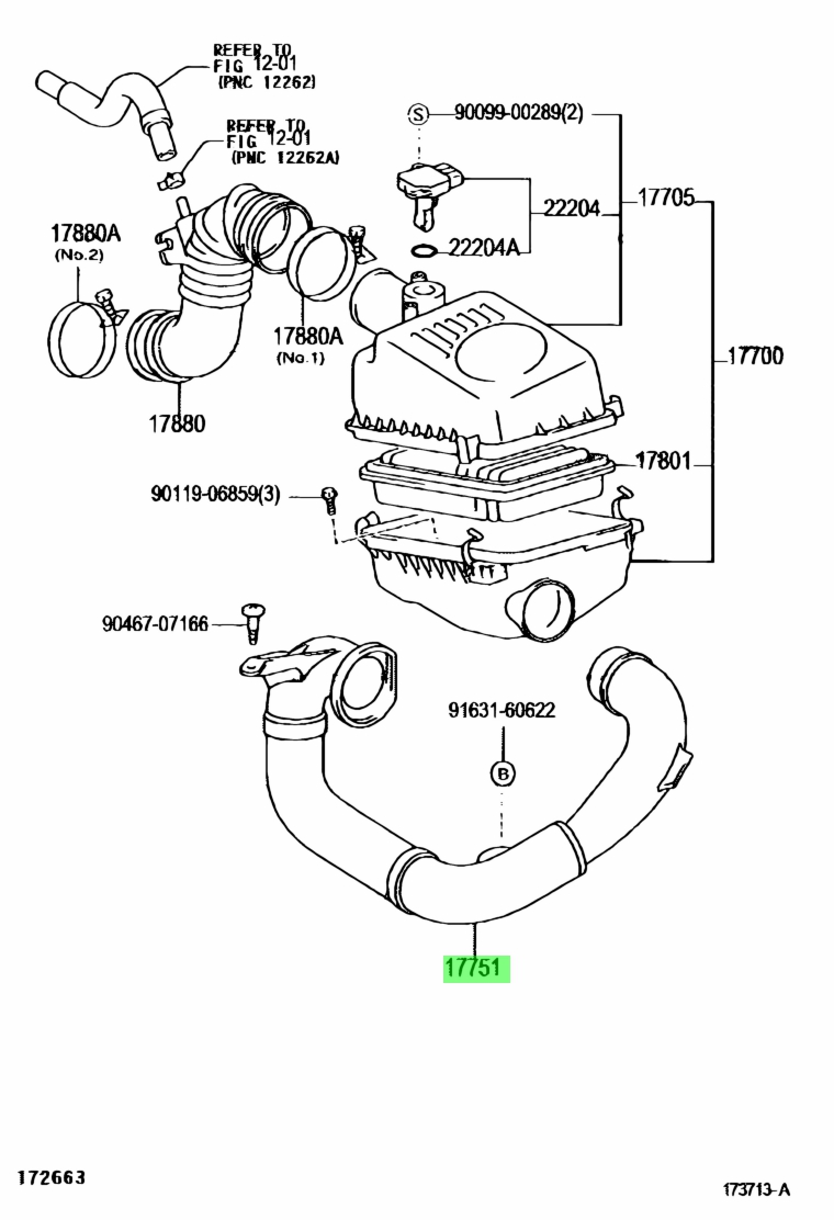 Buy Genuine Toyota 1775122120 (17751-22120) Inlet, Air Cleaner, No.1 ...