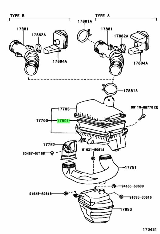 Buy Genuine Toyota 1780111090 (17801-11090) Element Sub-Assy, Air ...