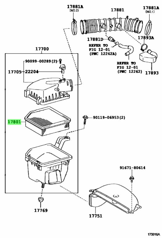 Buy Genuine Toyota 1780131100 (17801-31100) Element Sub-Assy, Air ...