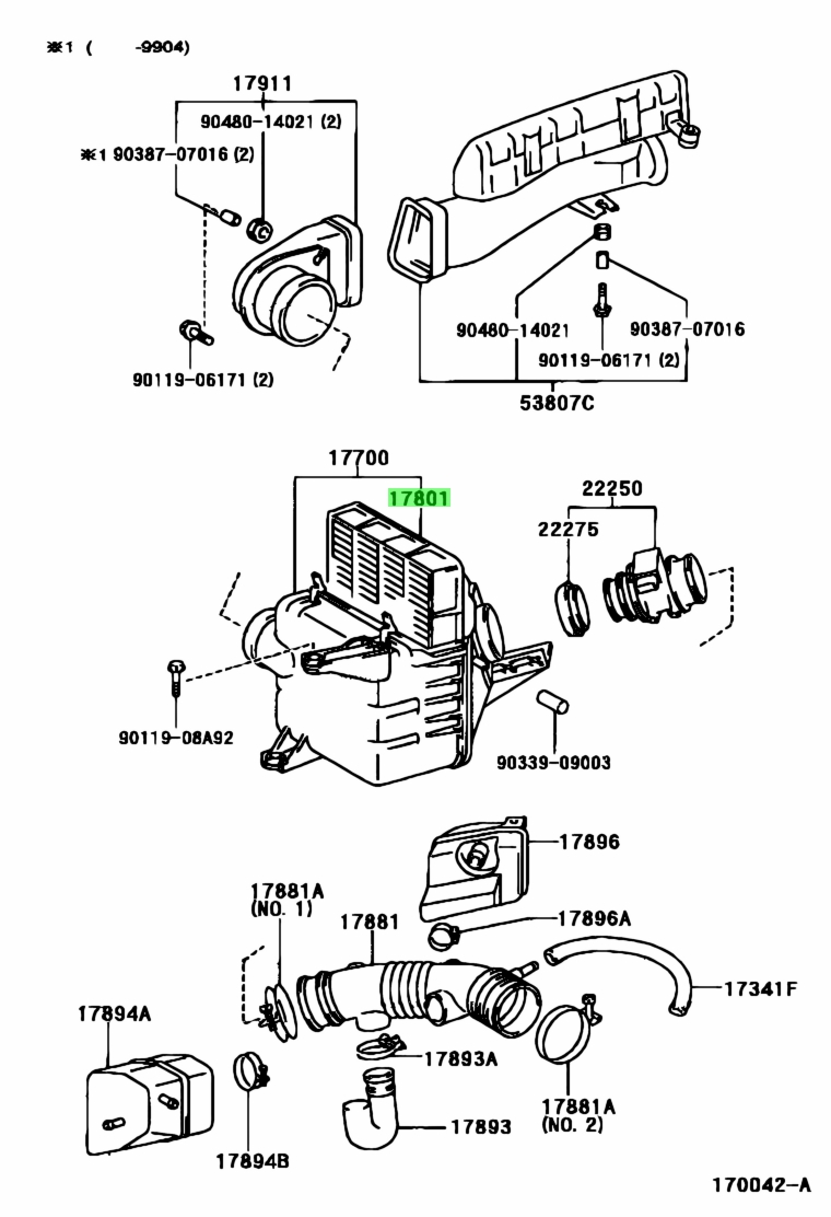 Buy Genuine Toyota 1780162010 (17801-62010) Element Sub-Assy, Air ...