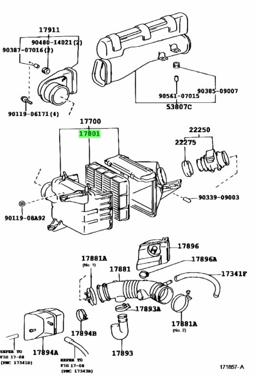 Buy Genuine Toyota 1780167030 (17801-67030) Element Sub-Assy, Air ...