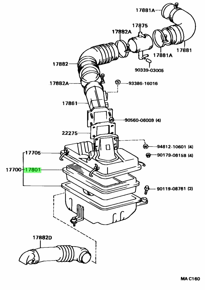 Buy Genuine Toyota 1780167050 (17801-67050) Element Sub-Assy, Air ...