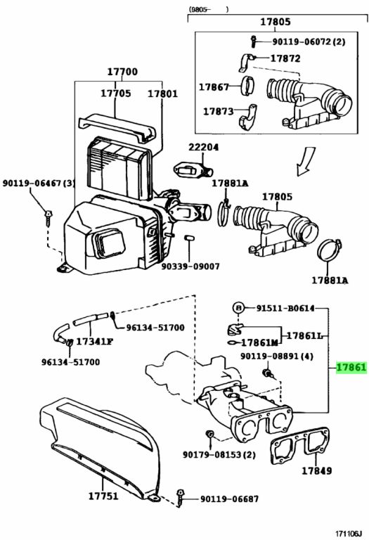 Buy Genuine Toyota 1786146050 (17861-46050) Connector, Intake Air ...