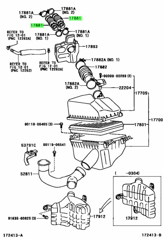 Buy Genuine Toyota 1788128040 (17881-28040) Hose, Air Cleaner, No.1 ...