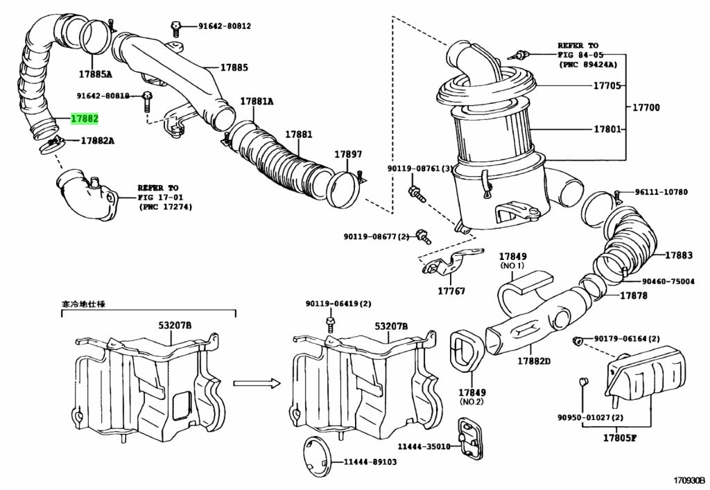 Buy Genuine Toyota 1788254340 (17882-54340) Hose, Air Cleaner, No.2 for ...