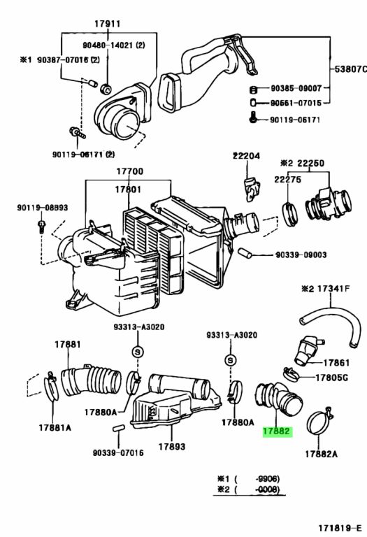 Buy Genuine Toyota 1788262020 (17882-62020) Hose, Air Cleaner, No.2 ...