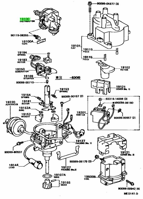 Buy Genuine Toyota 1902011021 (19020-11021) Distributor Assy. Prices ...