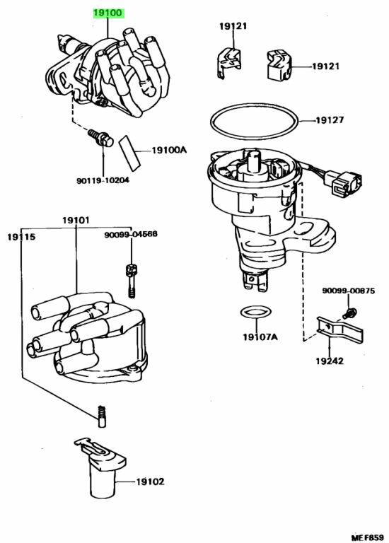 Buy Genuine Toyota 1910016080 (19100-16080) Distributor Assy. Prices ...