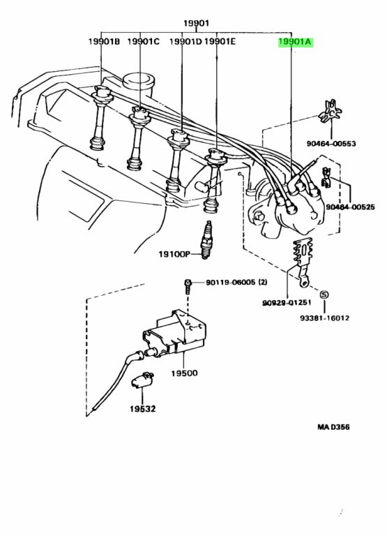 Buy Genuine Toyota 1959074150 (19590-74150) Cord, Coil Resistive ...