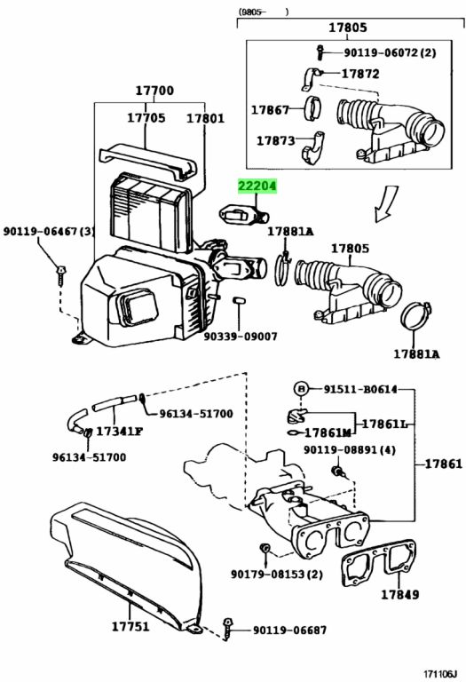 Buy Genuine Toyota 2220420010 (22204-20010) Meter Assy, Intake Air Flow ...