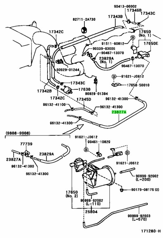 Buy Genuine Toyota 2382750100 (23827-50100) Hose, Fuel Vapor Feed, No.2 ...