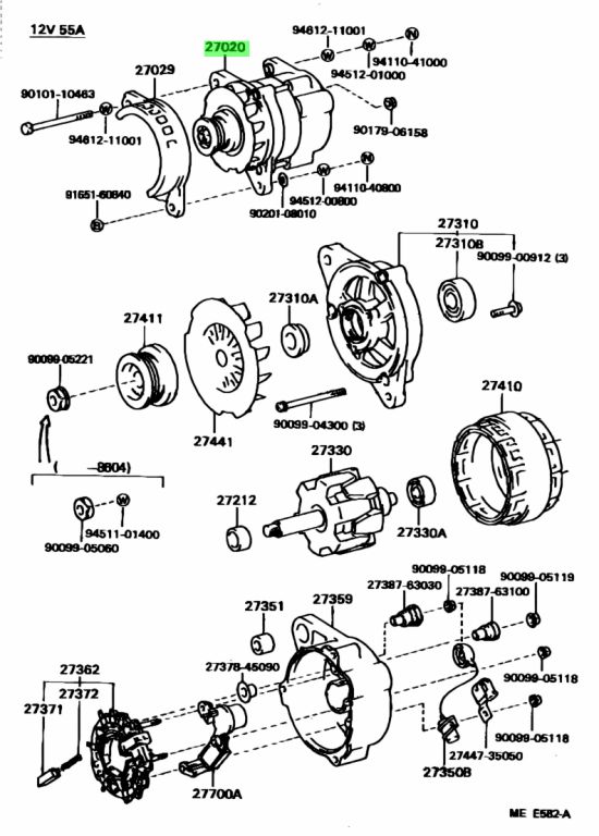 Buy Genuine Toyota 2702072010 (27020-72010) Alternator Assy. Prices ...