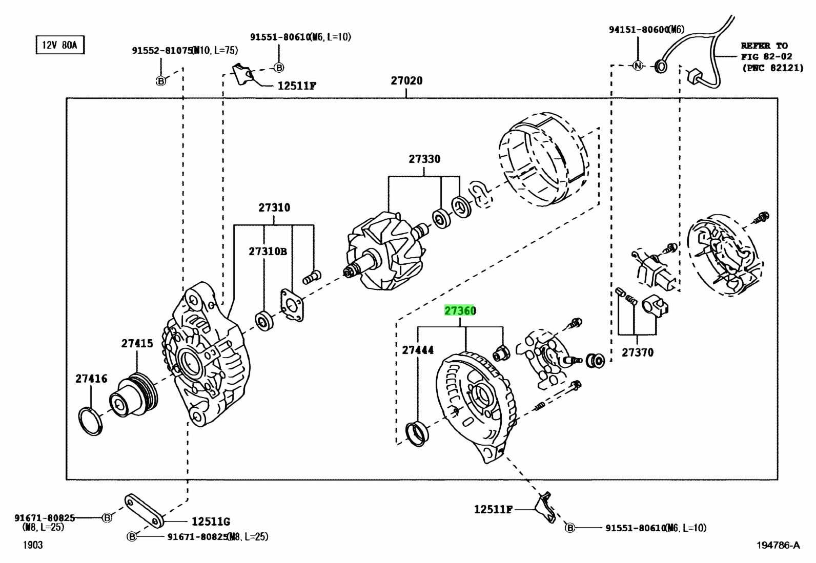 Купить Toyota 27360B1010 (27360-B1010) Coil Assy, Alternator. Цены ...