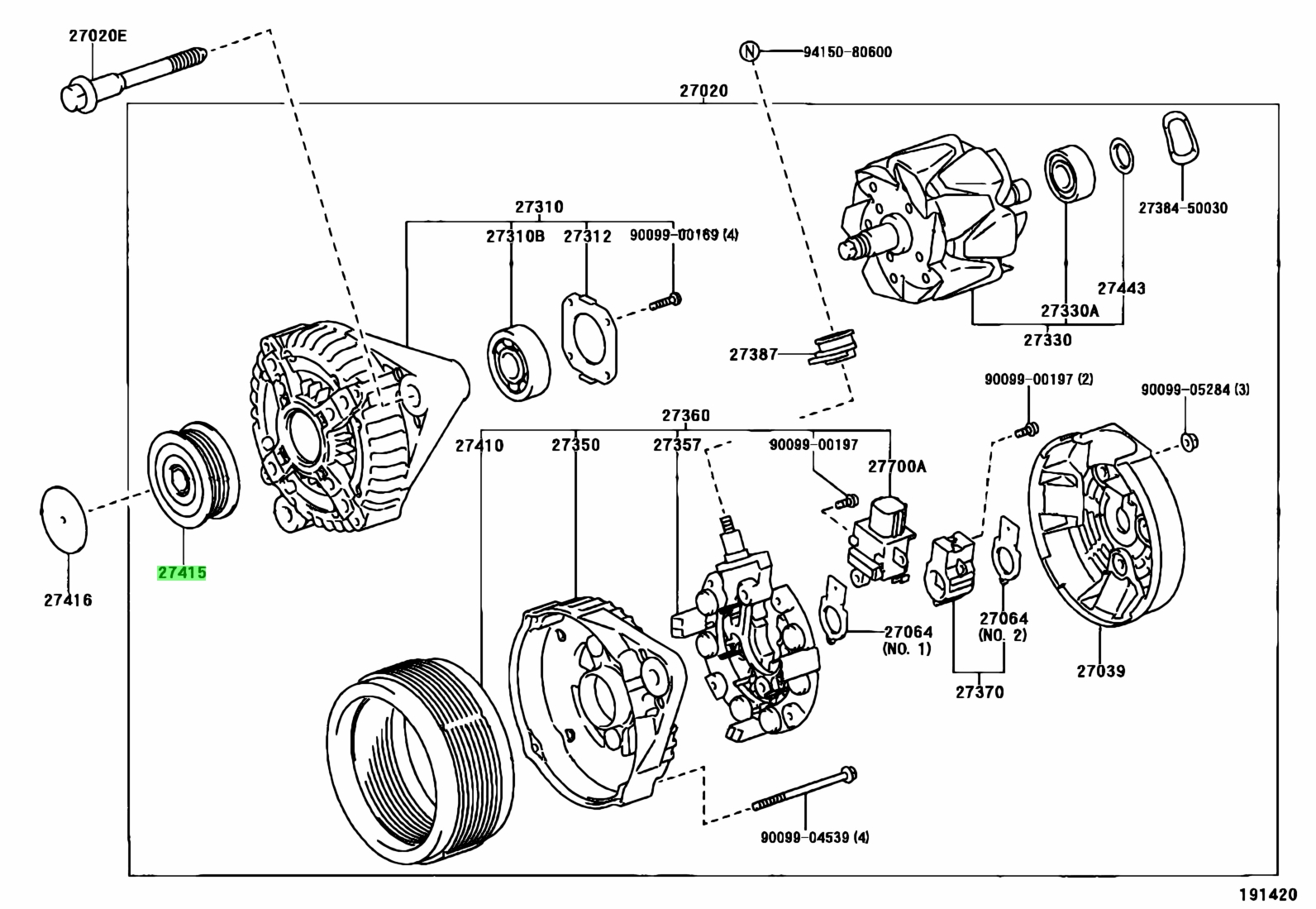 Купить Toyota 2733020070 (27330-20070) Ротор Генератора. Цены, быстрая доставка,