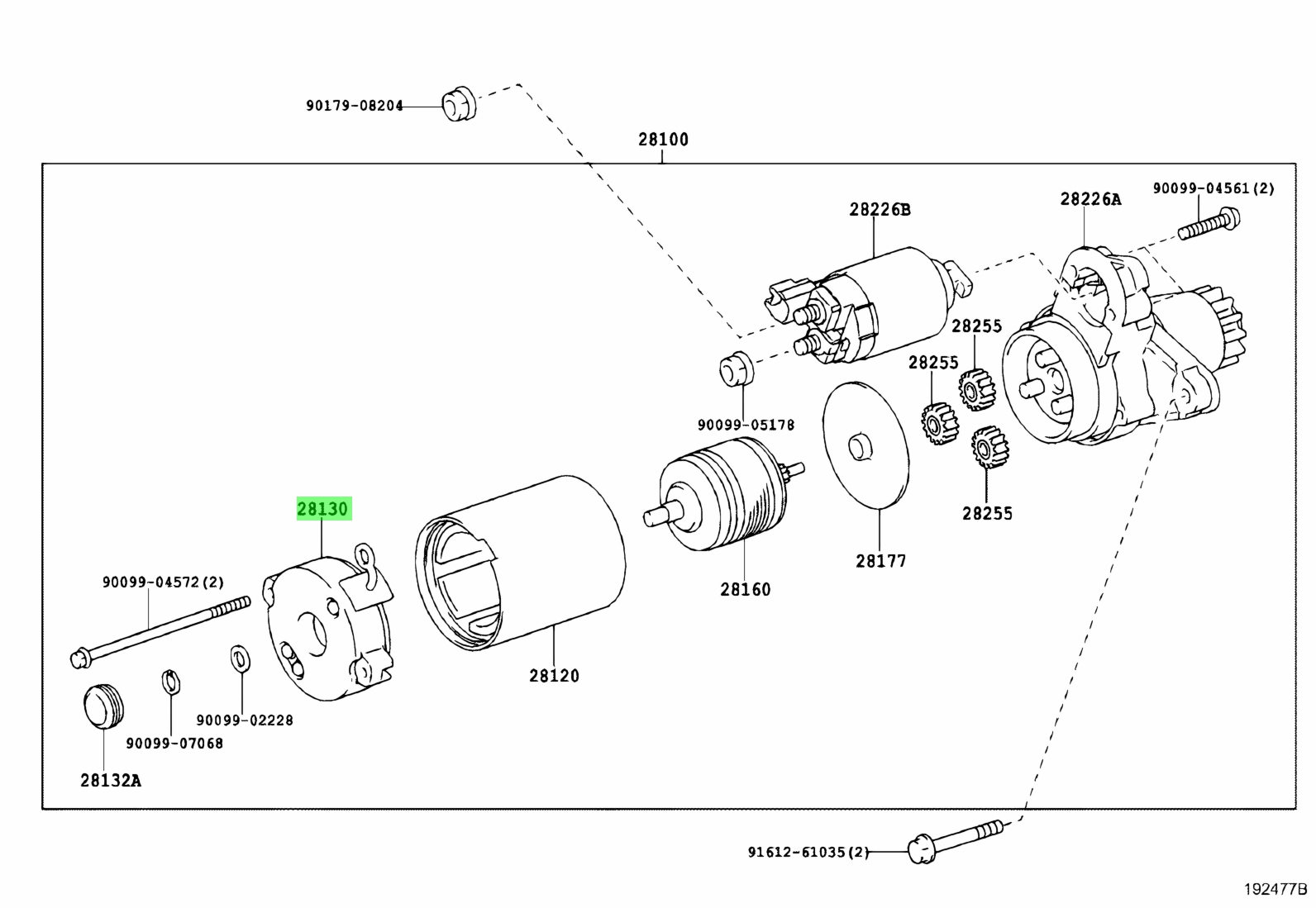 Genuine Toyota Starter Commutator End Frame Assembly – OEM Part #28130-28040