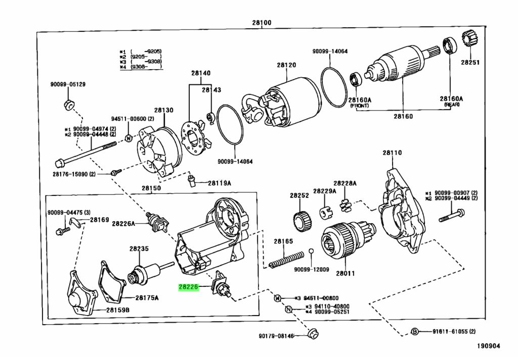 Щетки стартера toyota camry