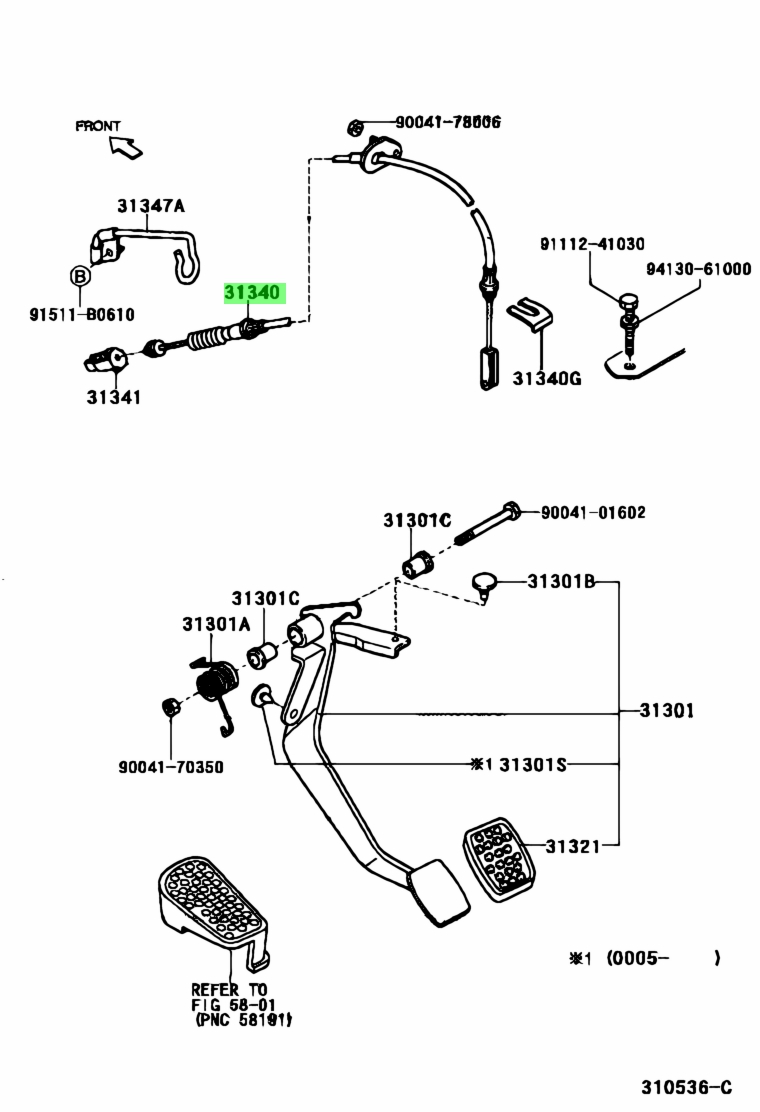 Buy Genuine Toyota 3134097201 (31340-97201) Cable Assy, Clutch Release ...