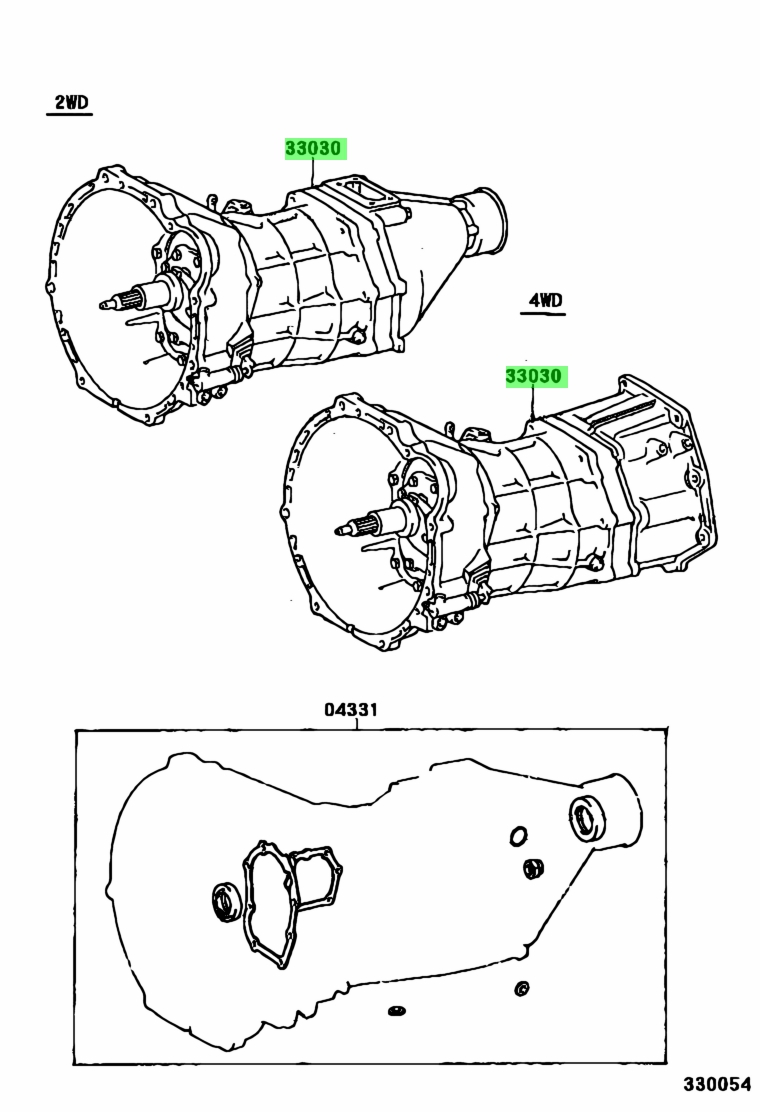 Transmission unit. Toyota 04331-12670. Toyota 04331-20100.