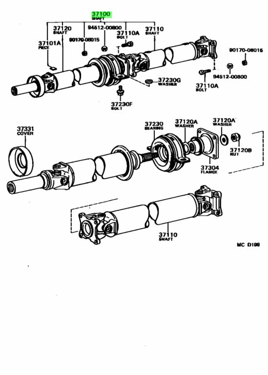 Buy Genuine Toyota 3710014580 (37100-14580) Shaft Assy, Propeller W ...