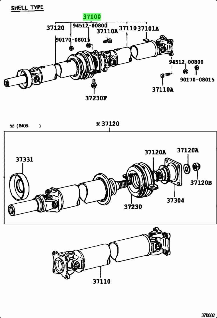 Buy Genuine Toyota 3710030150 (37100-30150) Shaft Assy, Propeller W ...