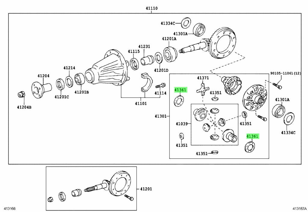 Genuine Toyota 4136135310 - WASHER, FRONT DIFFERENTIAL SIDE GEAR THRUST, NO.1;WASHER, REAR DIFFERENTIAL SIDE GEAR THRUST NO.1