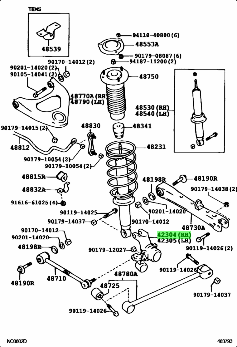 Buy Genuine Toyota 4230422011 (42304-22011) Carrier Sub-Assy, Rear Axle ...