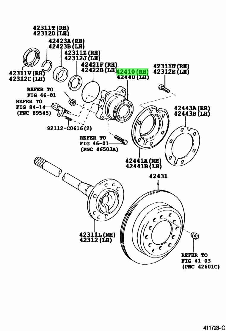 Buy Genuine Toyota 4245060050 (42450-60050) Hub & Bearing Assy