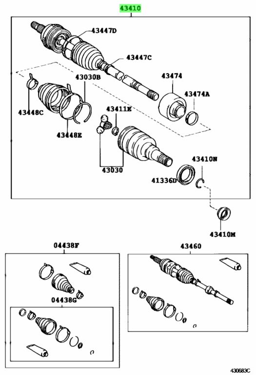 Buy Genuine Toyota 4341012490 (43410-12490) Shaft Assy, Front Drive, Rh ...