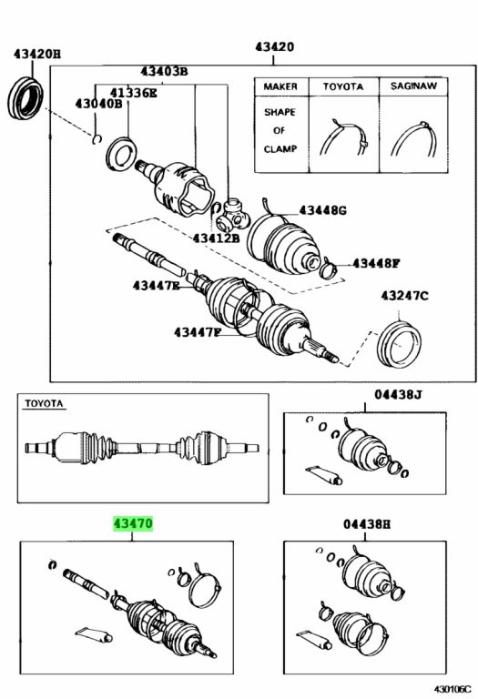43470-29248 Genuine Toyota Parts Shaft Assy,Outboard