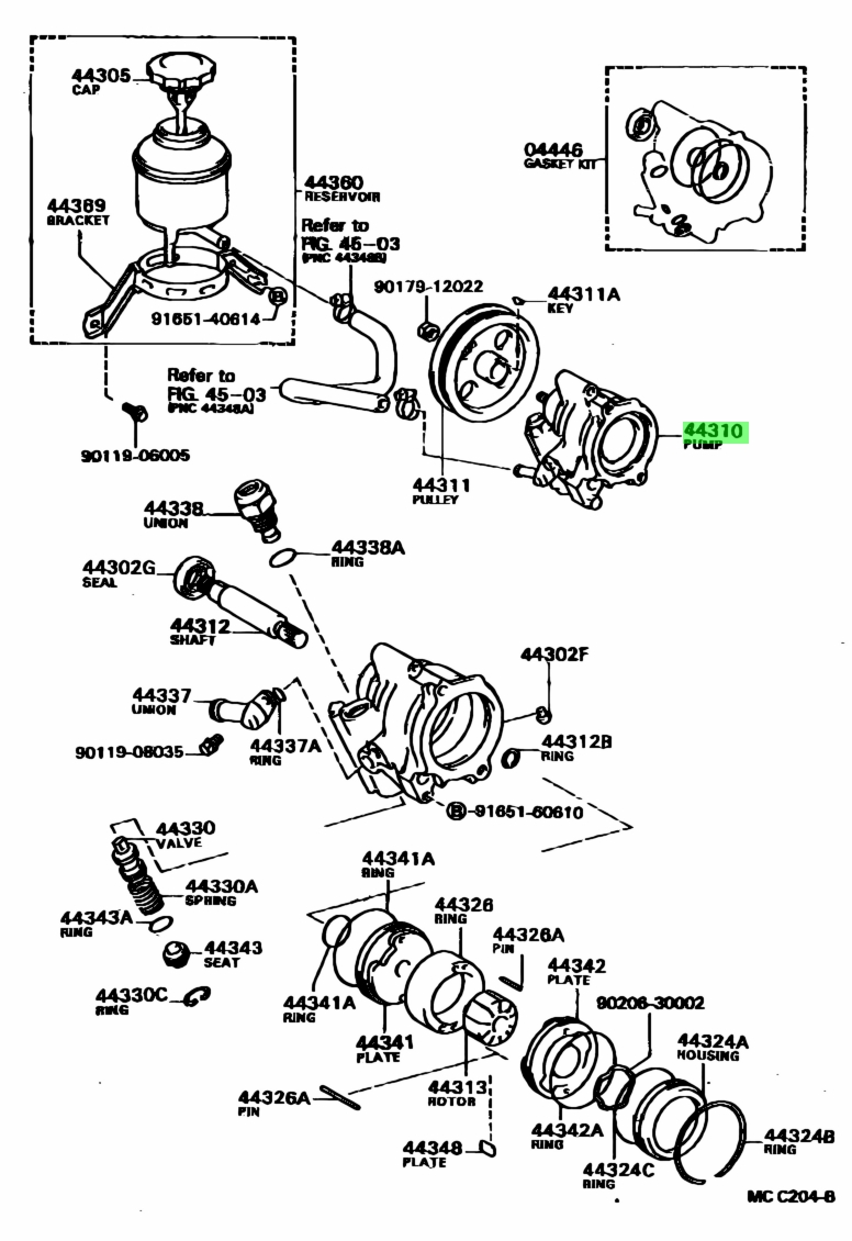 Buy Genuine Toyota 4432012121 (44320-12121) Pump Assy, Vane. Prices 