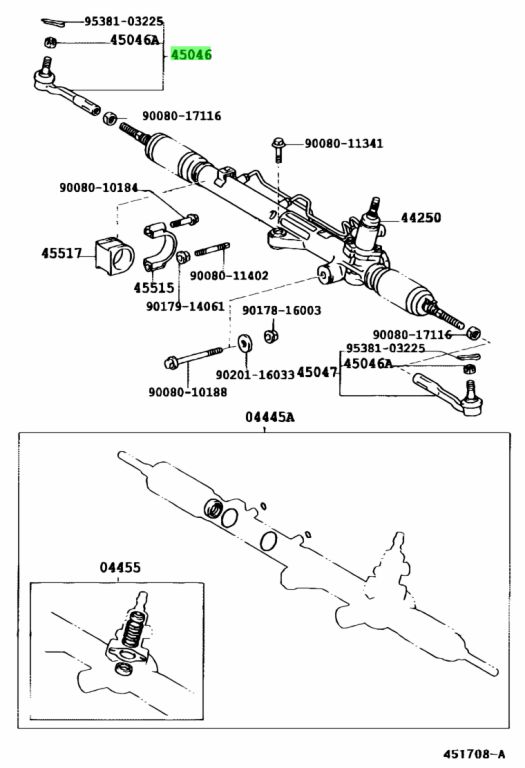 Buy Genuine Toyota 4504639465 (45046-39465) End Sub-Assy, Tie Rod, Rh ...