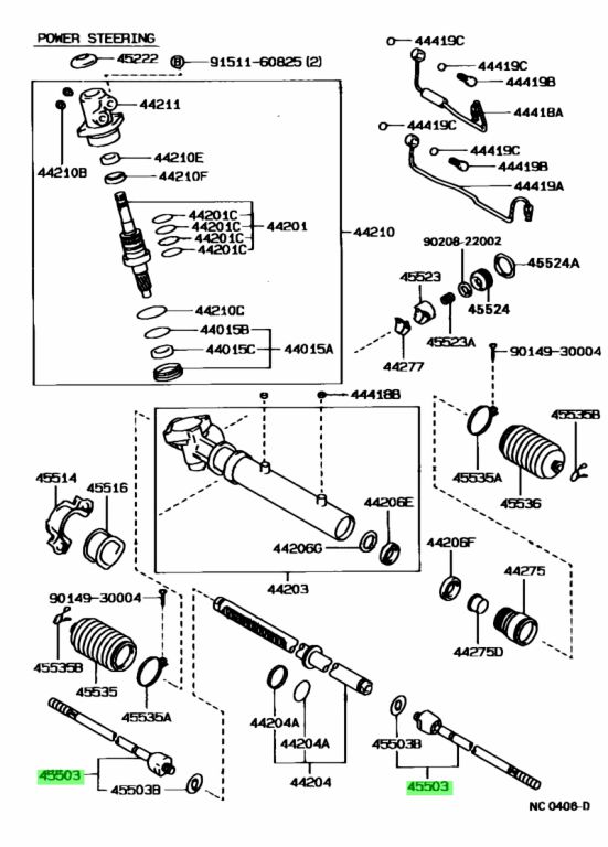 Buy Genuine Toyota 4550329165 (45503-29165) End Sub-Assy, Steering Rack ...