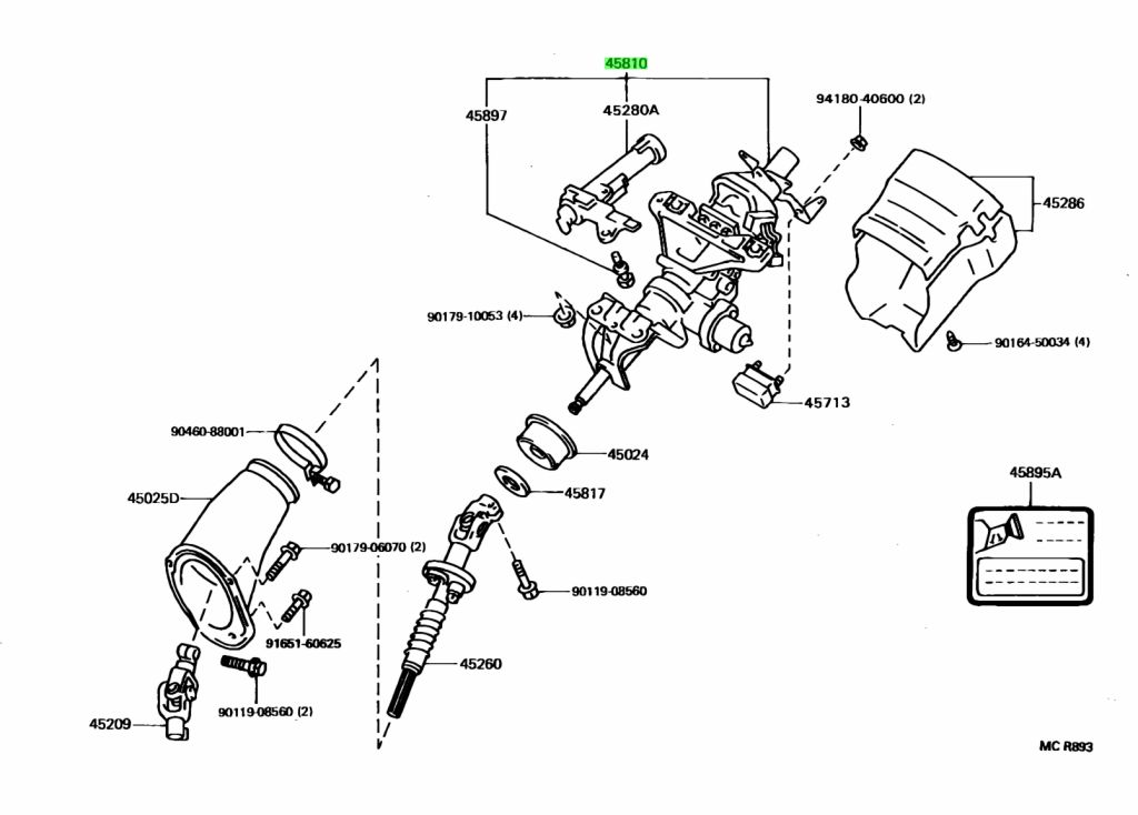 Buy Genuine Toyota 4581030110 (4581030110) Gear Assy, Tilt Steering, W