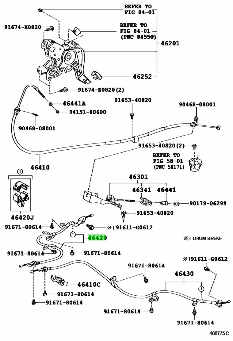 Buy Genuine Toyota 4642052180 (46420-52180) Cable Assy, Parking Brake ...