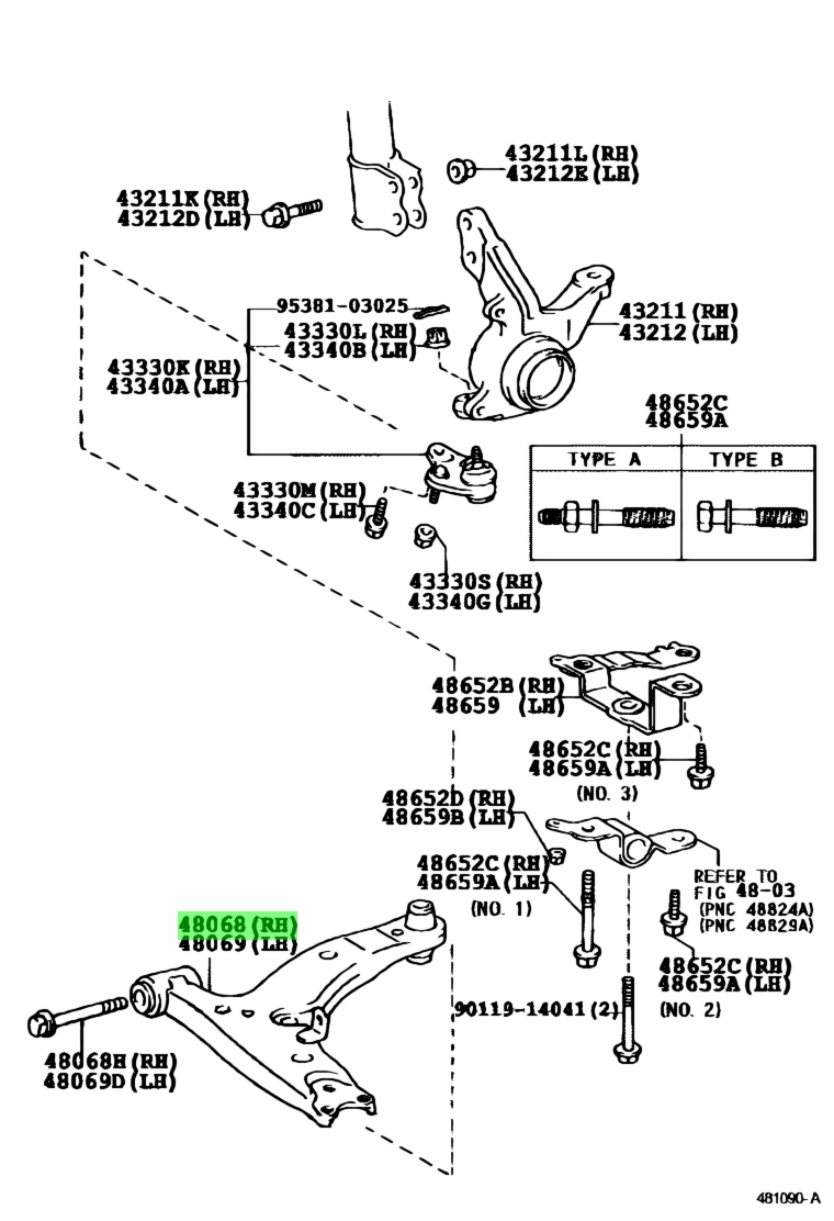 Buy Genuine Toyota 4806812170 48068 12170 Arm Sub Assy Front