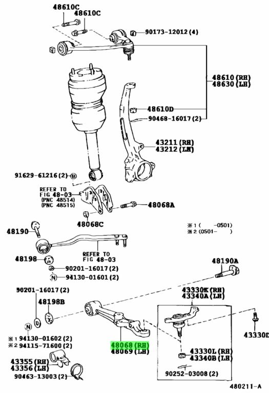 Buy Genuine Toyota 4806850020 (48068-50020) Arm Assy, Front Suspension ...