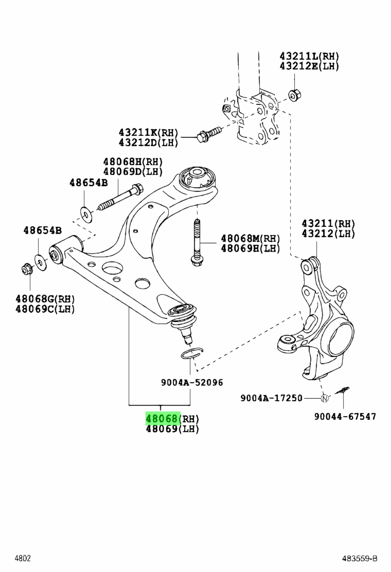 Buy Genuine Toyota 48068bz160 48068 Bz160 Arm Sub Assy Front