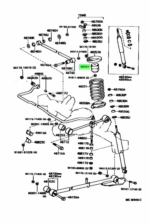 Buy Genuine Toyota 4834135020 (48341-35020) Bumper, Rear Spring. Prices ...