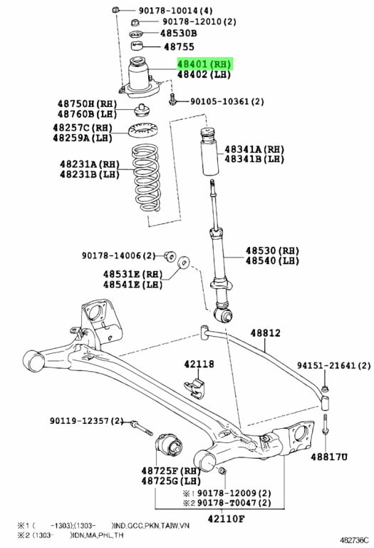 Buy Genuine Toyota 4840102060 (48401-02060) Bracket Sub-Assy, Rear ...