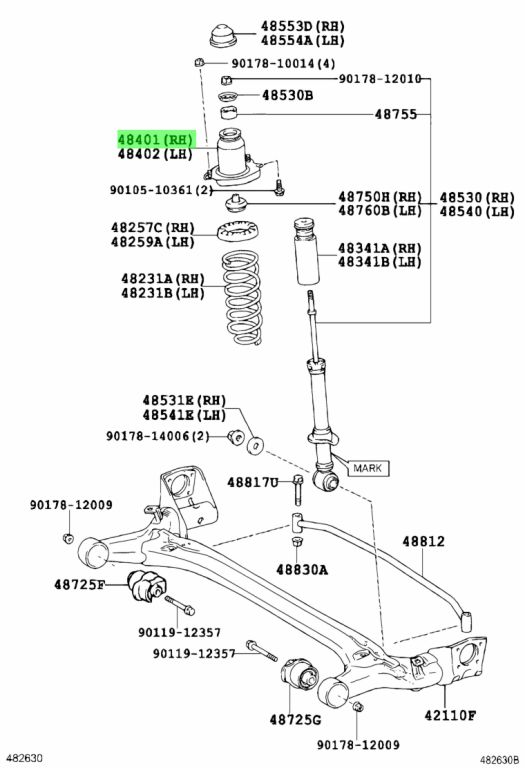 Buy Genuine Toyota 4840132020 (48401-32020) Bracket Sub-Assy, Rear ...