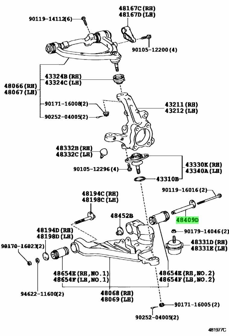 Buy Genuine Toyota 4840925020 (48409-25020) Cam Sub-Assy, Front ...