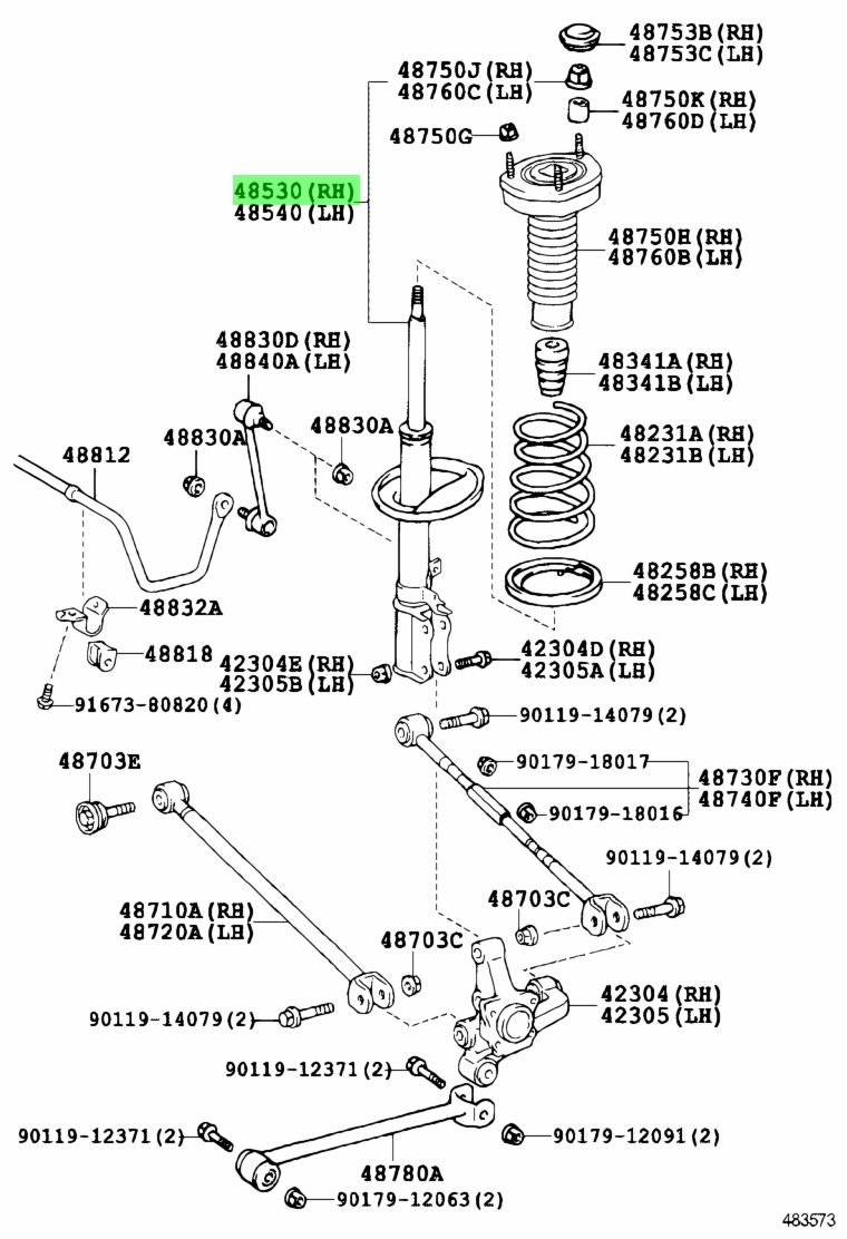 Buy Genuine Toyota 4853009U51 (48530-09U51) Absorber Assy, Shock, Rear ...